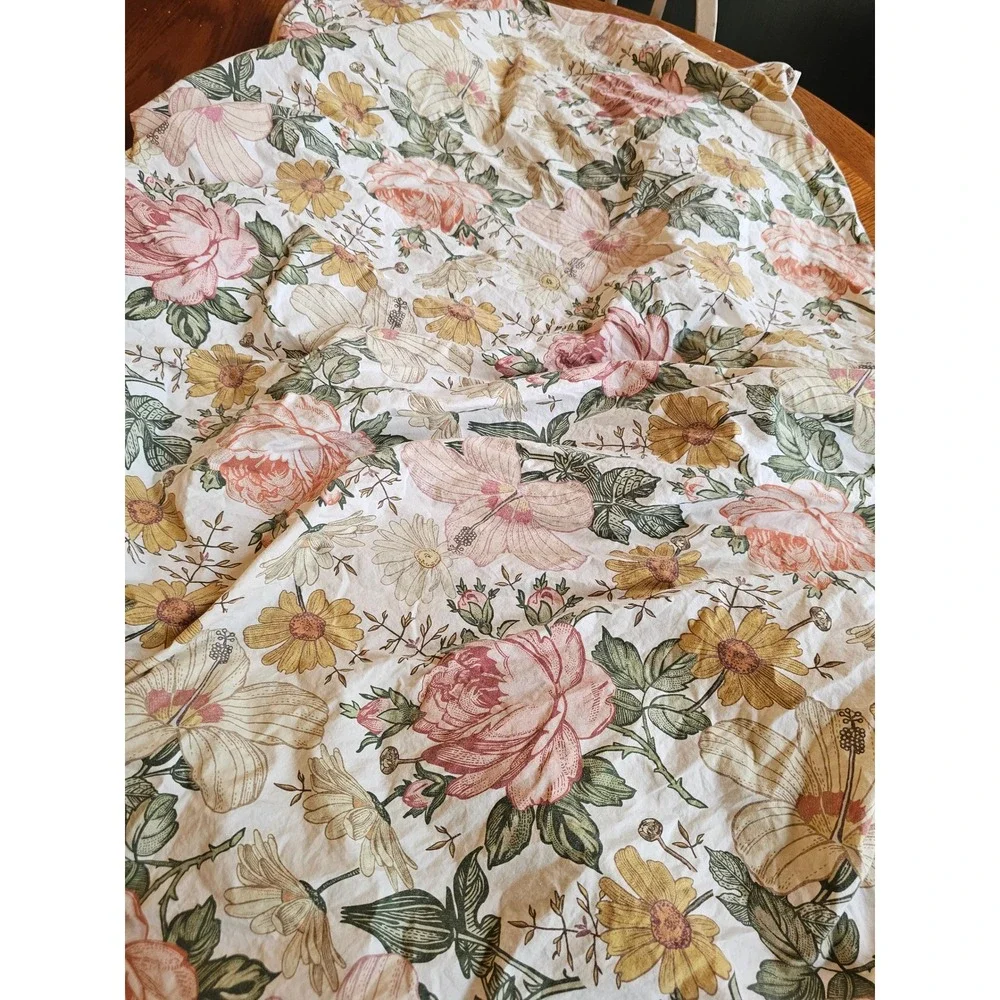 100% cotton The Mini Scout Vintage Floral Cotton‎ Crib Sheet Pink Yellow Green